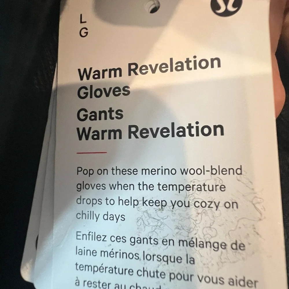 Lululemon Black Merino Wool Blend Warm Revelation Gloves Large